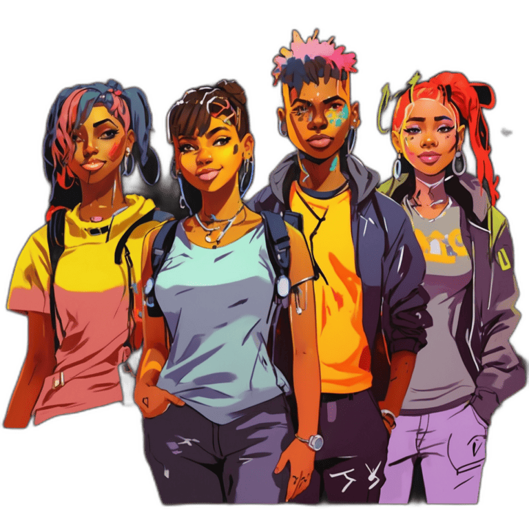 Illustration von zukunftsorientierten Studenten, angelehnt an den Cyberpunk-Stil