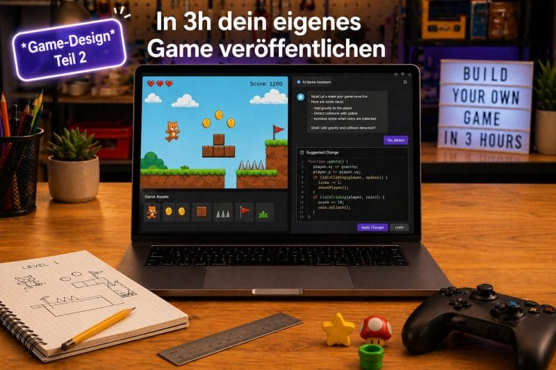 codora Ferienplausch — In 3h dein eigenes Game veröffentlichen (mit KI, Game-Design Teil 2)